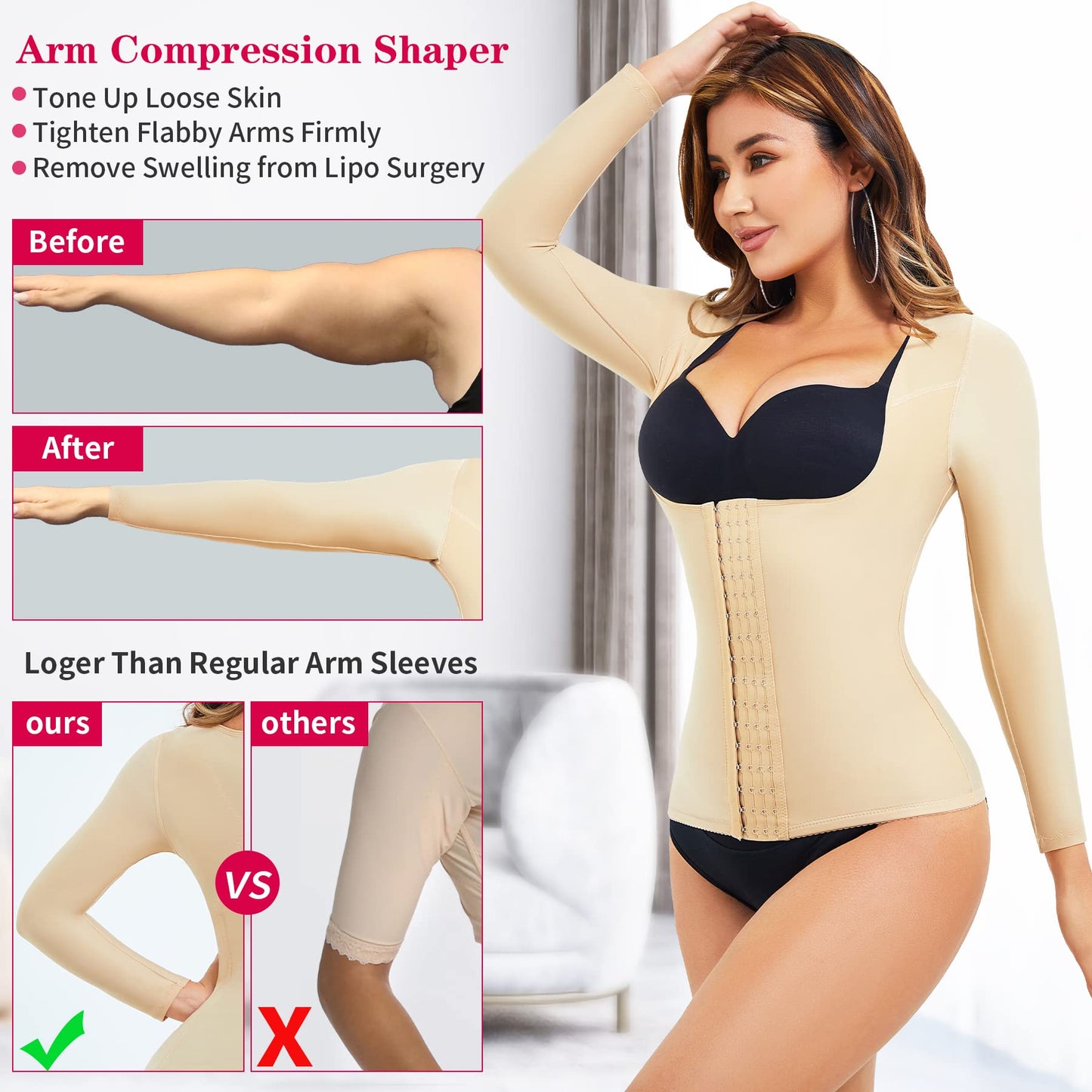 Gotoly Women Waist Trainer Corset Tummy Control Shapewear Upper Arm Shaper Post Surgical Slimmer Compression Tops