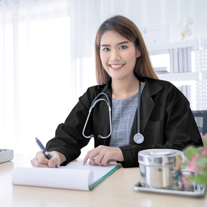 NY Threads Professional Lab Coat for Women, Long Sleeve Medical Coat