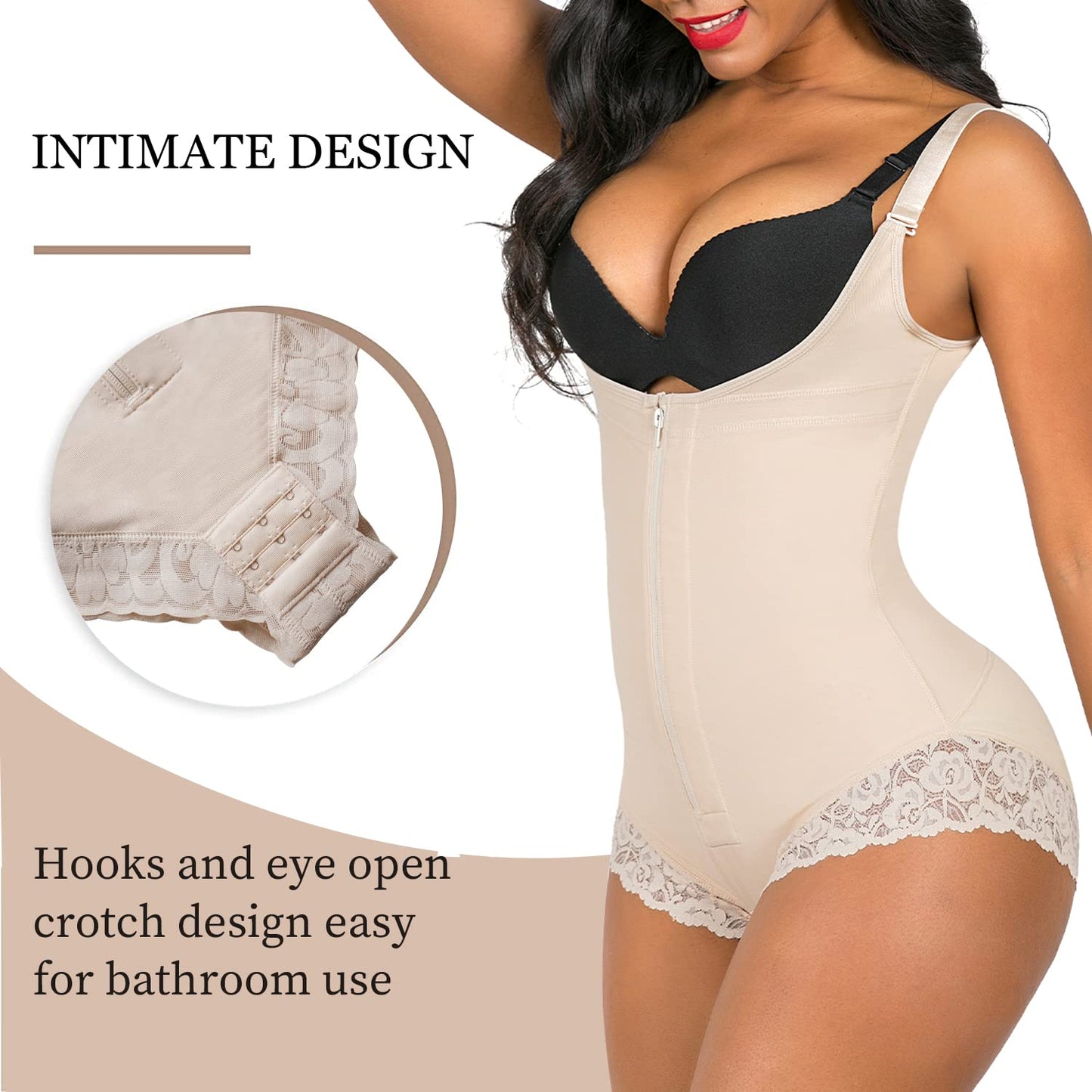 YIANNA Fajas Colombianas Shapewear for Women Postpartum Tummy Control Body Shaper Butt Lifter Bodysuit