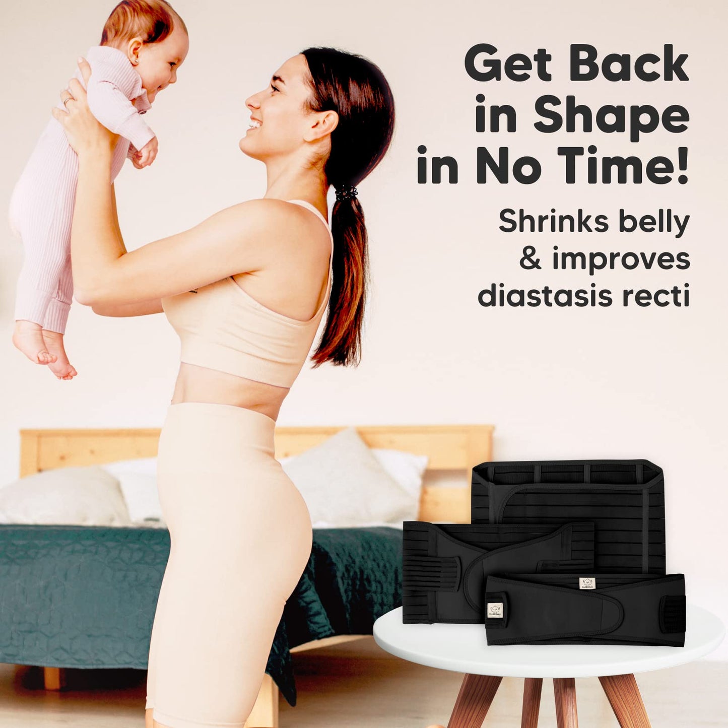 3 in 1 Postpartum Belly Support Recovery Wrap – Postpartum Belly Band, After Birth Brace, Slimming Girdles, Body Shaper Waist Shapewear, Post Surgery Pregnancy Belly Support Band (Midnight Black, M/L)