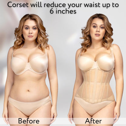 Mesh Corset Waist Trainer for Women - Underbust Corset Lace Up - Waist Cincher Shapewear - Body Shaper