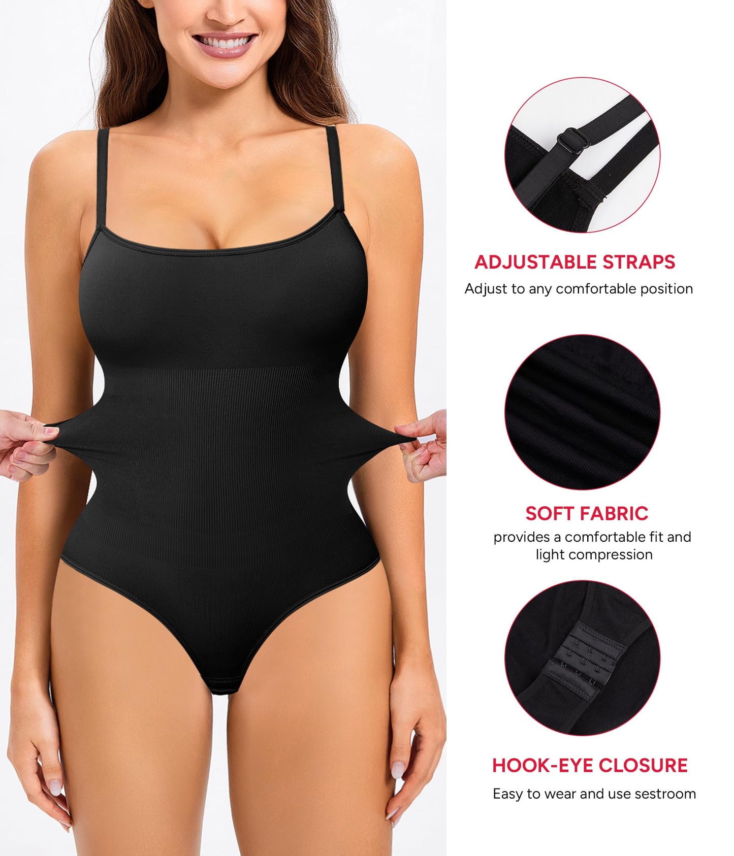 Nebility Shapewear Waist Trainer Bodysuits Women Clothing Tummy Control Seamless Full Body Shaper Square Neck Jumpsuits Top