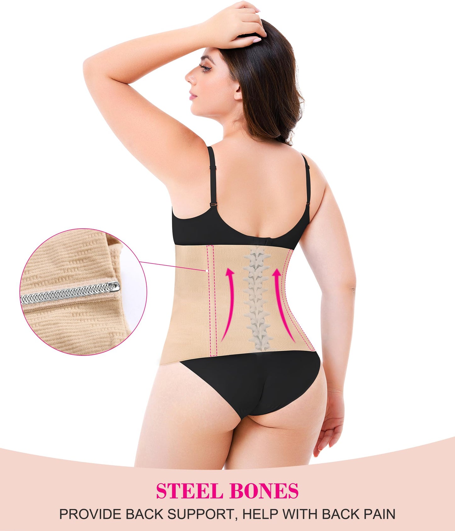 Nebility Waist Trainer for Women Plus Size Corset Shapewear Tummy Control Waist Cincher Postpartum Girdle Body Shaper