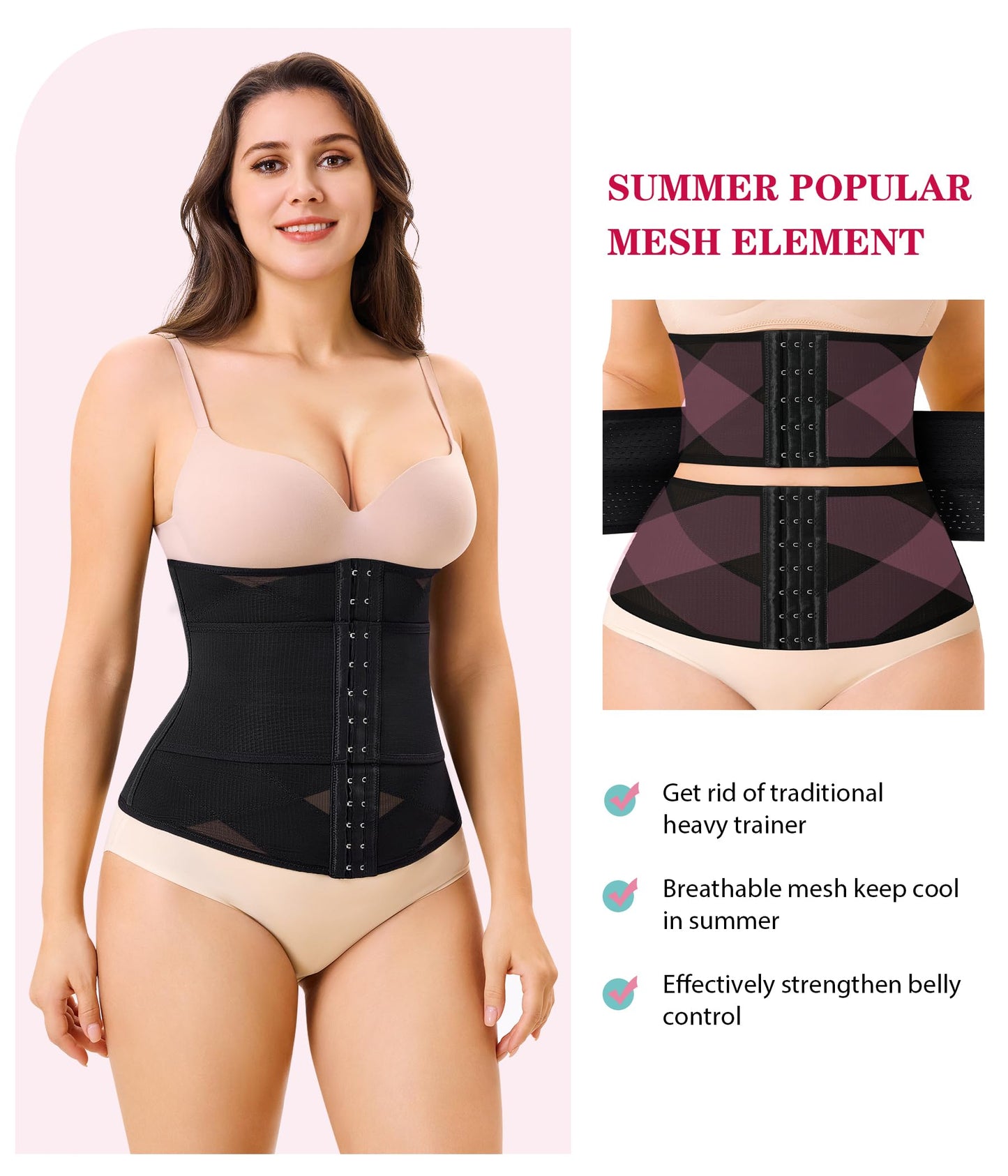 LODAY Waist Trainer for Women Corset Shapewear Tummy Control Body Shaper Cross Mesh Waist Cincher Postpartum Girdle