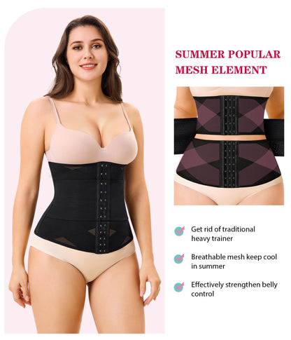 LODAY Waist Trainer for Women Corset Shapewear Tummy Control Body Shaper Cross Mesh Waist Cincher Postpartum Girdle