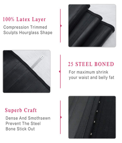 YIANNA Waist Trainer for Women Latex Underbust Waist Corsets Cincher Hourglass Body Shaper 4 Hooks