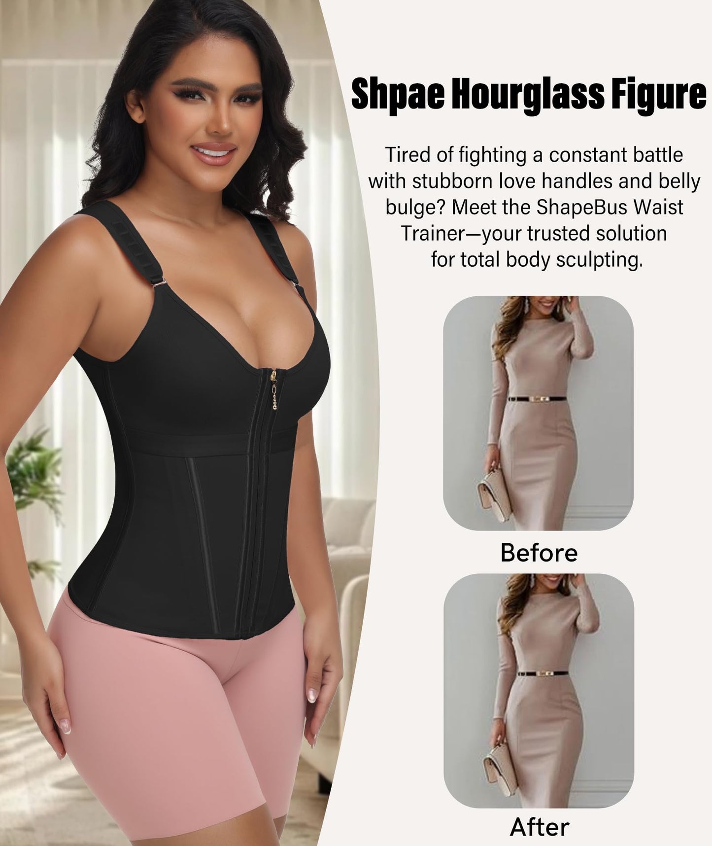 Waist Trainer For Women Corset Shapewear With Zipper Faja Body Shaper Tummy Control Girdle