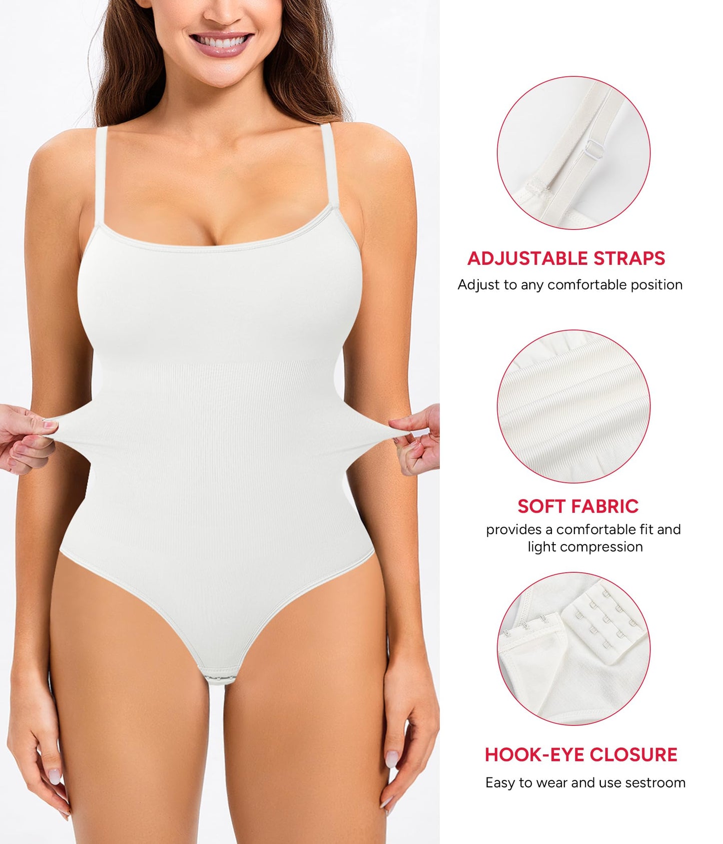 Nebility Shapewear Waist Trainer Bodysuits Women Clothing Tummy Control Seamless Full Body Shaper Square Neck Jumpsuits Top