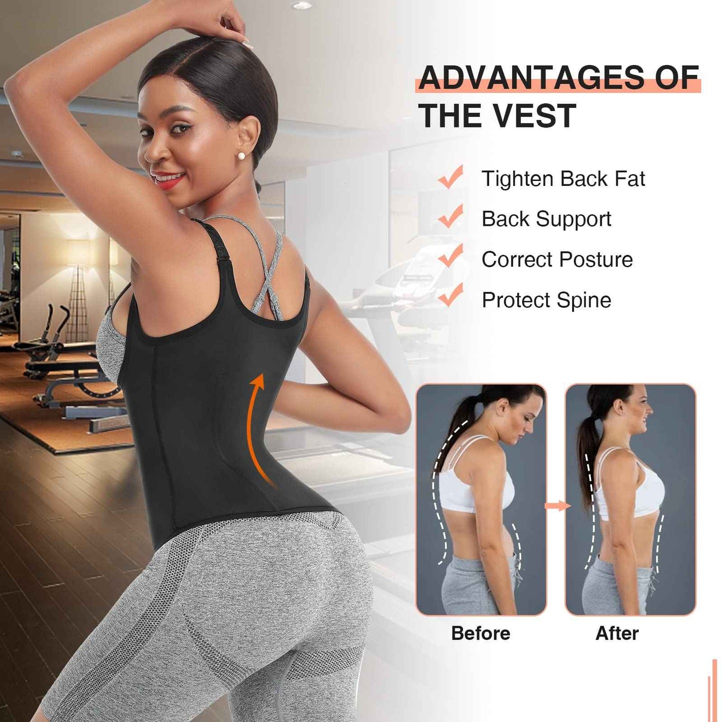 FeelinGirl Waist Trainer for Women Corset Vest Body Shaper Cincher Trimmer Tank Top Sport Girdle with Steel Bones