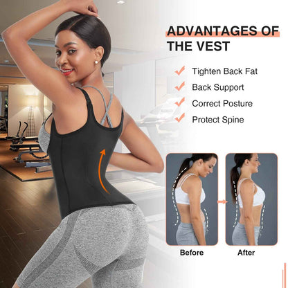 FeelinGirl Waist Trainer for Women Corset Vest Body Shaper Cincher Trimmer Tank Top Sport Girdle with Steel Bones