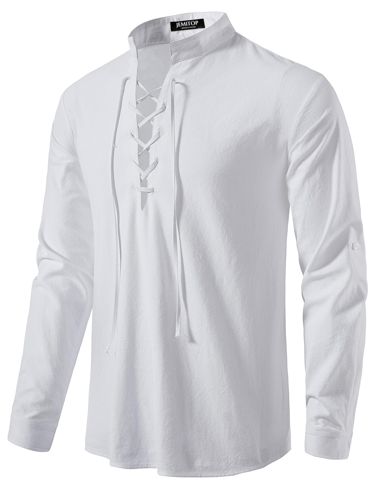 Men's Pure Cotton Retro Lace Up Shirts for Renaissance Pirate Viking Medieval