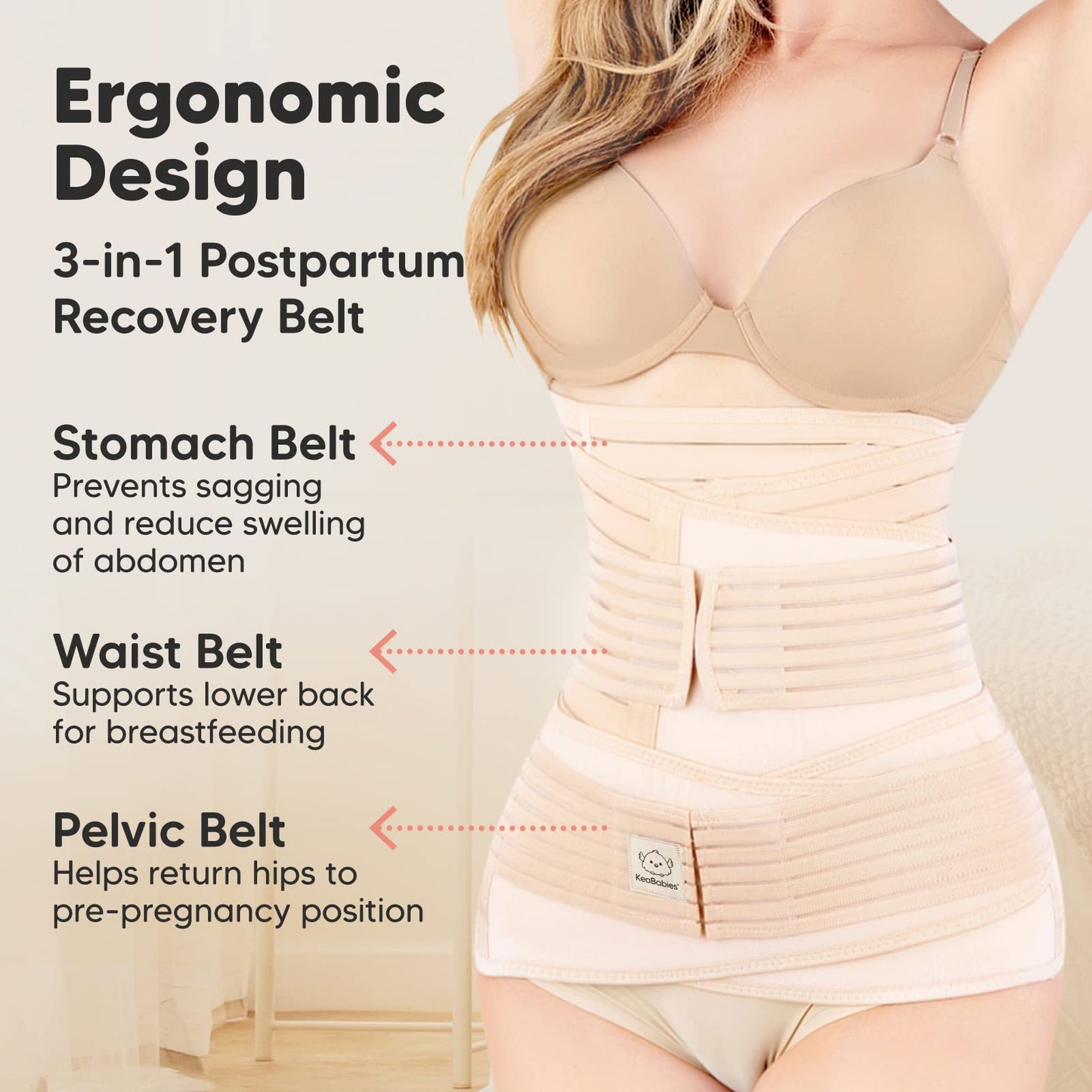 3 in 1 Postpartum Belly Support Recovery Wrap – Postpartum Belly Band, After Birth Brace, Slimming Girdles, Body Shaper Waist Shapewear, Post Surgery Pregnancy Belly Support Band (Midnight Black, M/L)