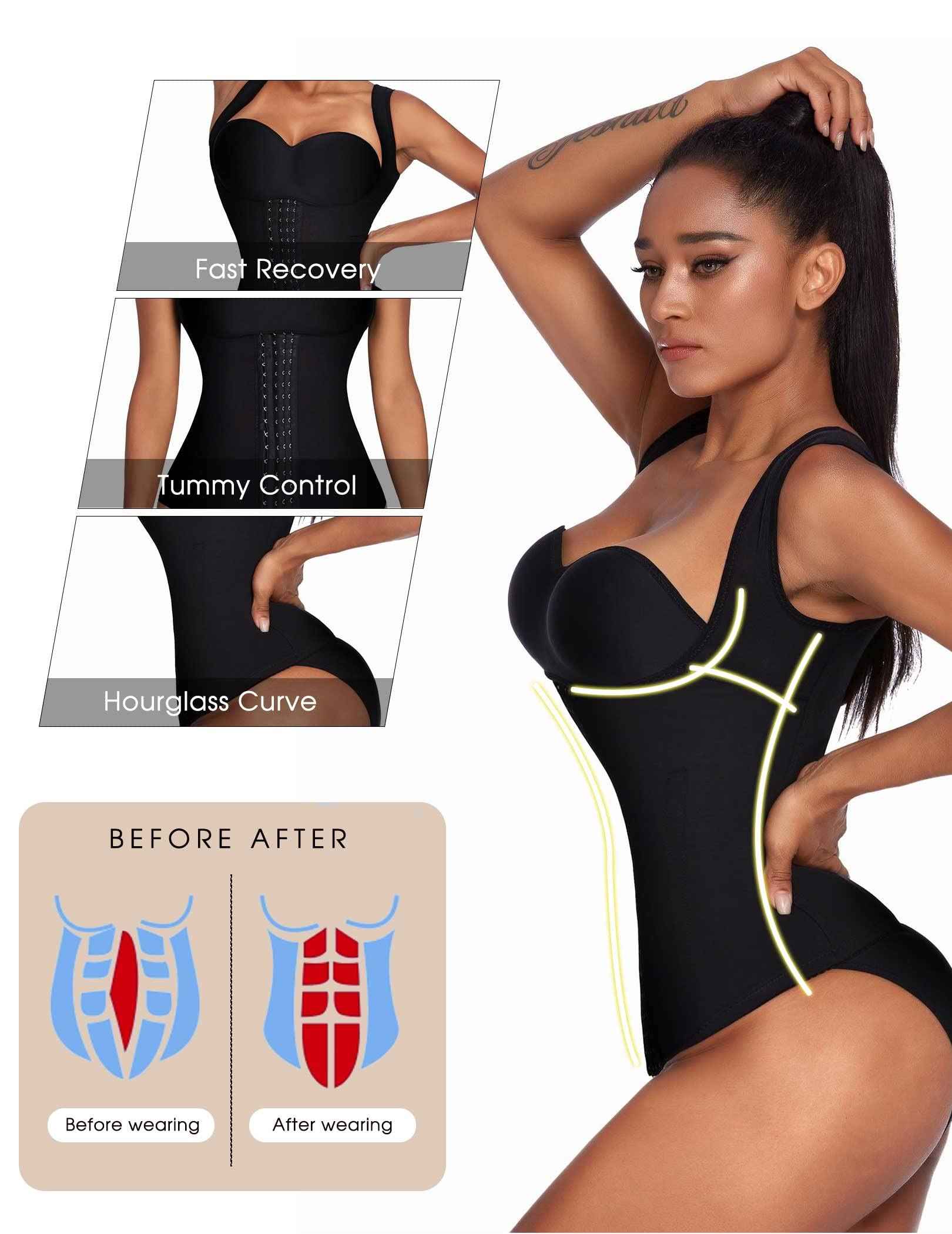 Ekouaer Women's Underbust Corset Waist Trainer Cincher Steel Boned Body Shaper Tummy Fat Burner S-4XL