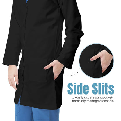 NY Threads Professional Lab Coat for Women, Long Sleeve Medical Coat