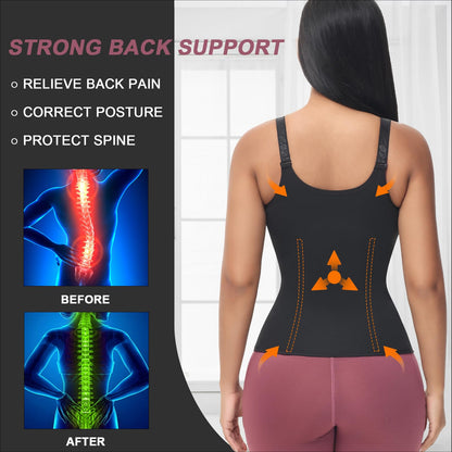 YADIFEN Waist Trainer Vest for Women,Zipper Corset Body Shaper for Tummy Control Neoprene Cincher Tank Top with Straps