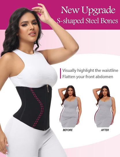 SHAPSHE Short Torso Waist Trainer for Women Corset Waist Cincher Shapewear Tummy Control Workout Hourglass Body Shaper
