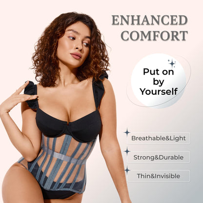 Mesh Corset Waist Trainer for Women - Underbust Corset Lace Up - Waist Cincher Shapewear - Body Shaper