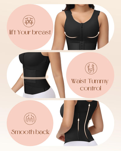 SHAPSHE Waist Trainer for Women Corset Shapewear Tummy Control Postpartum Waist Cincher Body Shaper Bra with Back Support