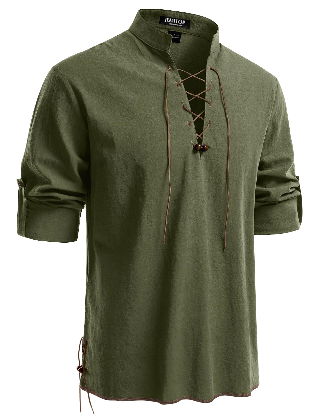 Men's Pure Cotton Retro Lace Up Shirts for Renaissance Pirate Viking Medieval