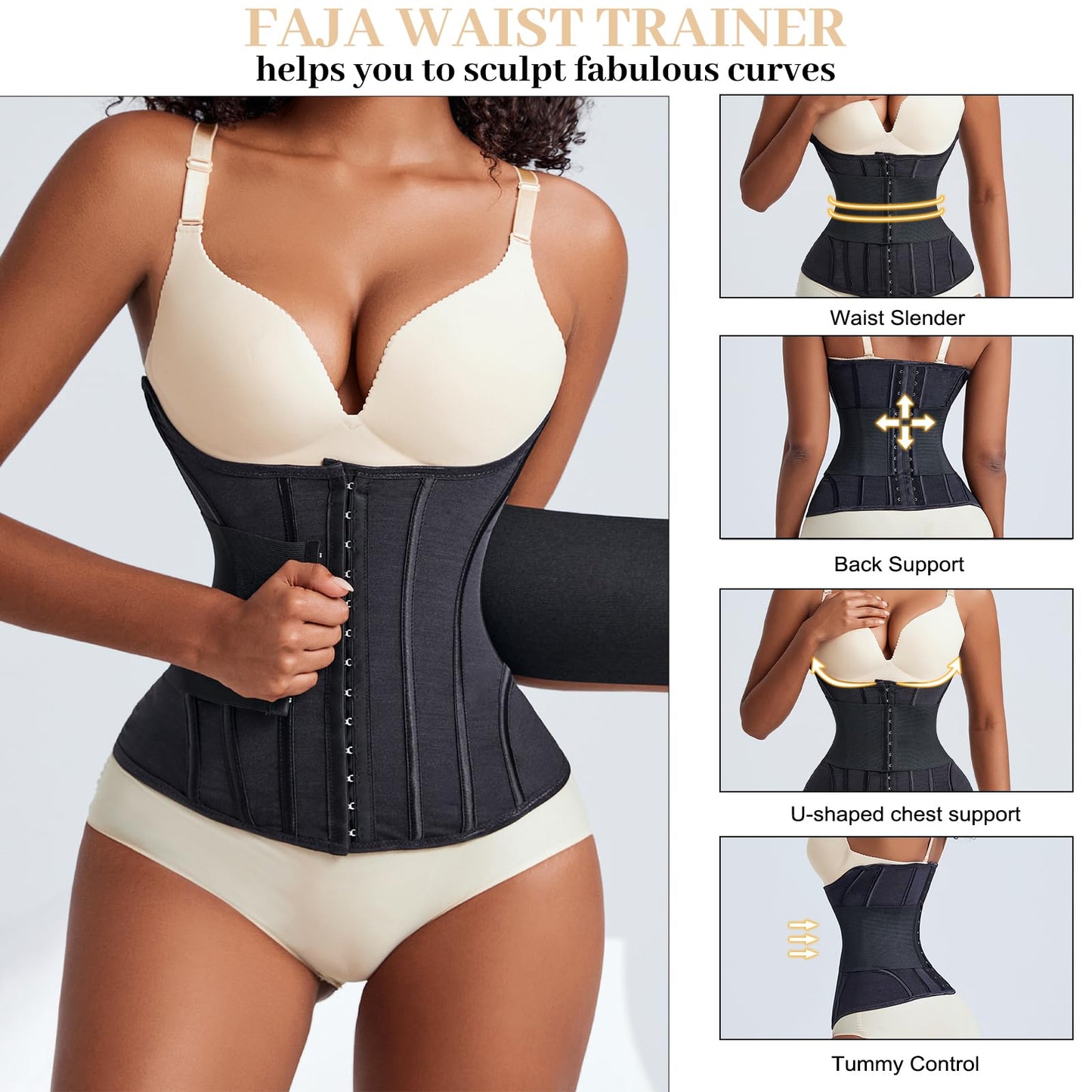 Waist Trainer for Women Faja Body Shaper Tummy Control Shapewear Waist Cinchers Corset