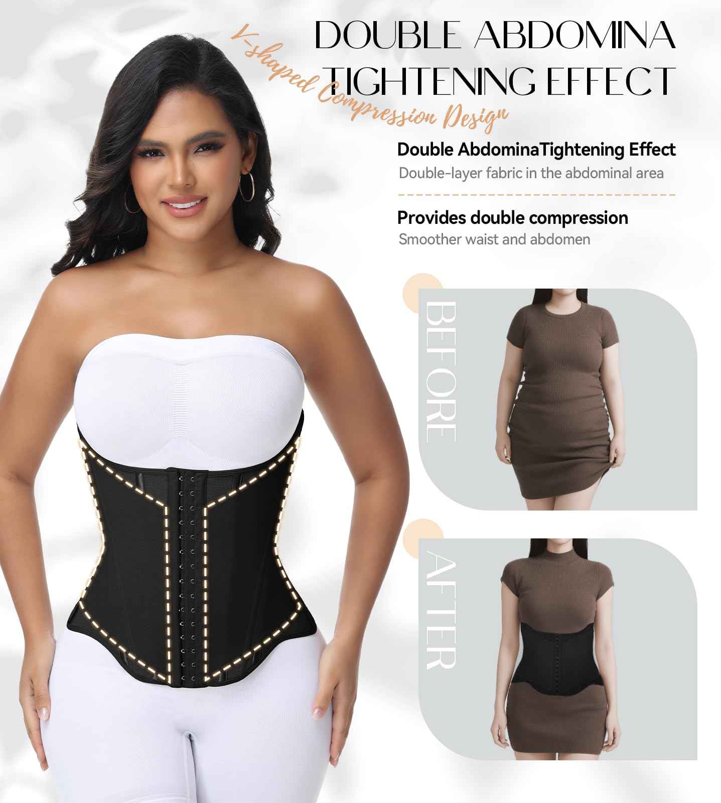 SHAPSHE Waist Trainer For Women Tummy Control Corset Waist Cincher Shapewear Workout Faja Body Shaper With Hooks