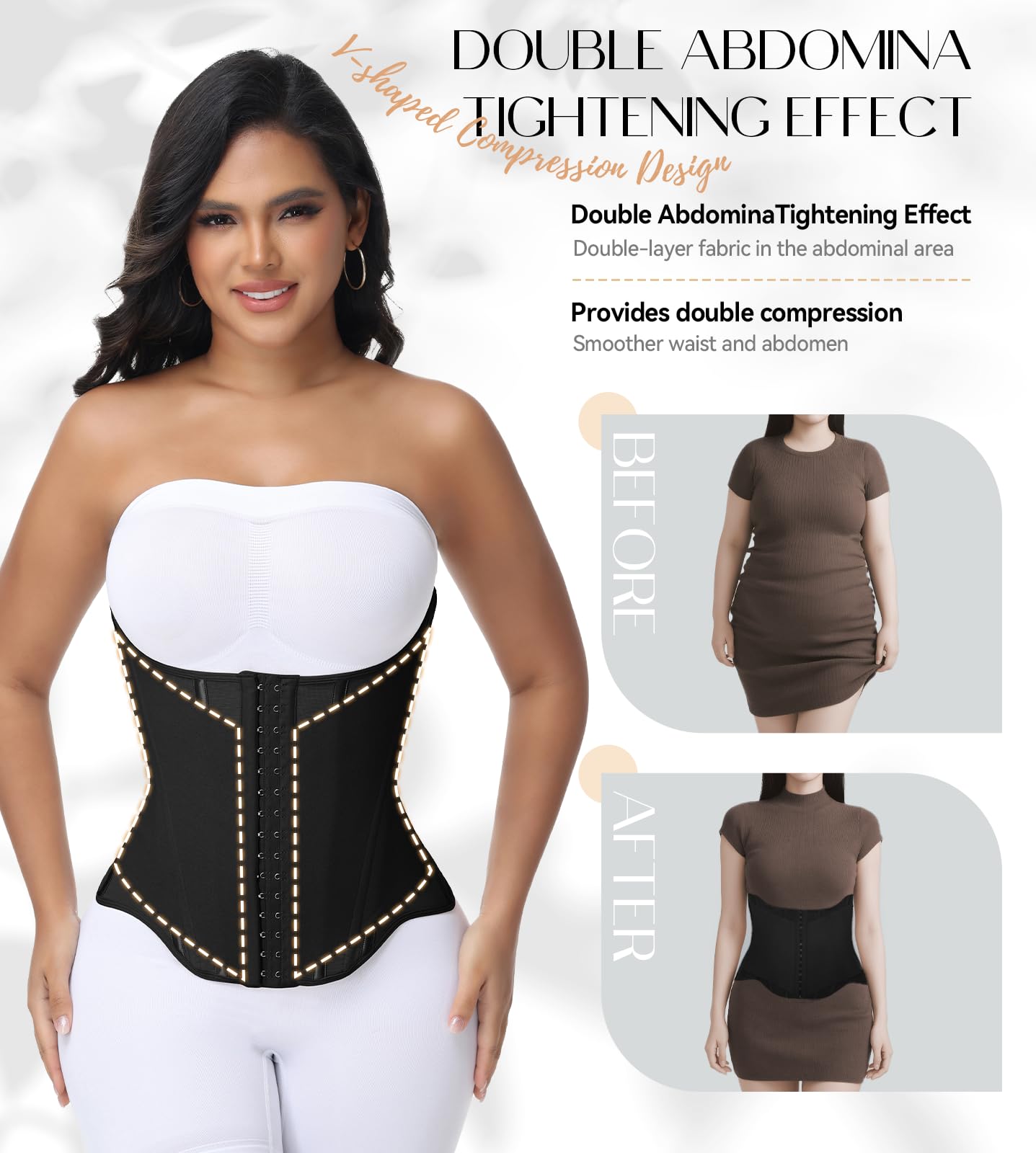 SHAPSHE Waist Trainer For Women Tummy Control Corset Waist Cincher Shapewear Workout Faja Body Shaper With Hooks