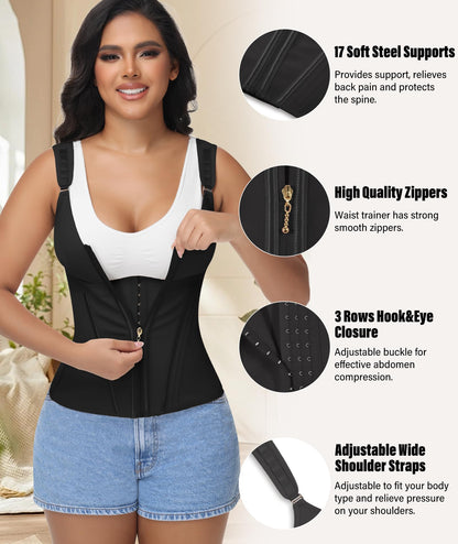 Waist Trainer For Women Corset Shapewear With Zipper Faja Body Shaper Tummy Control Girdle