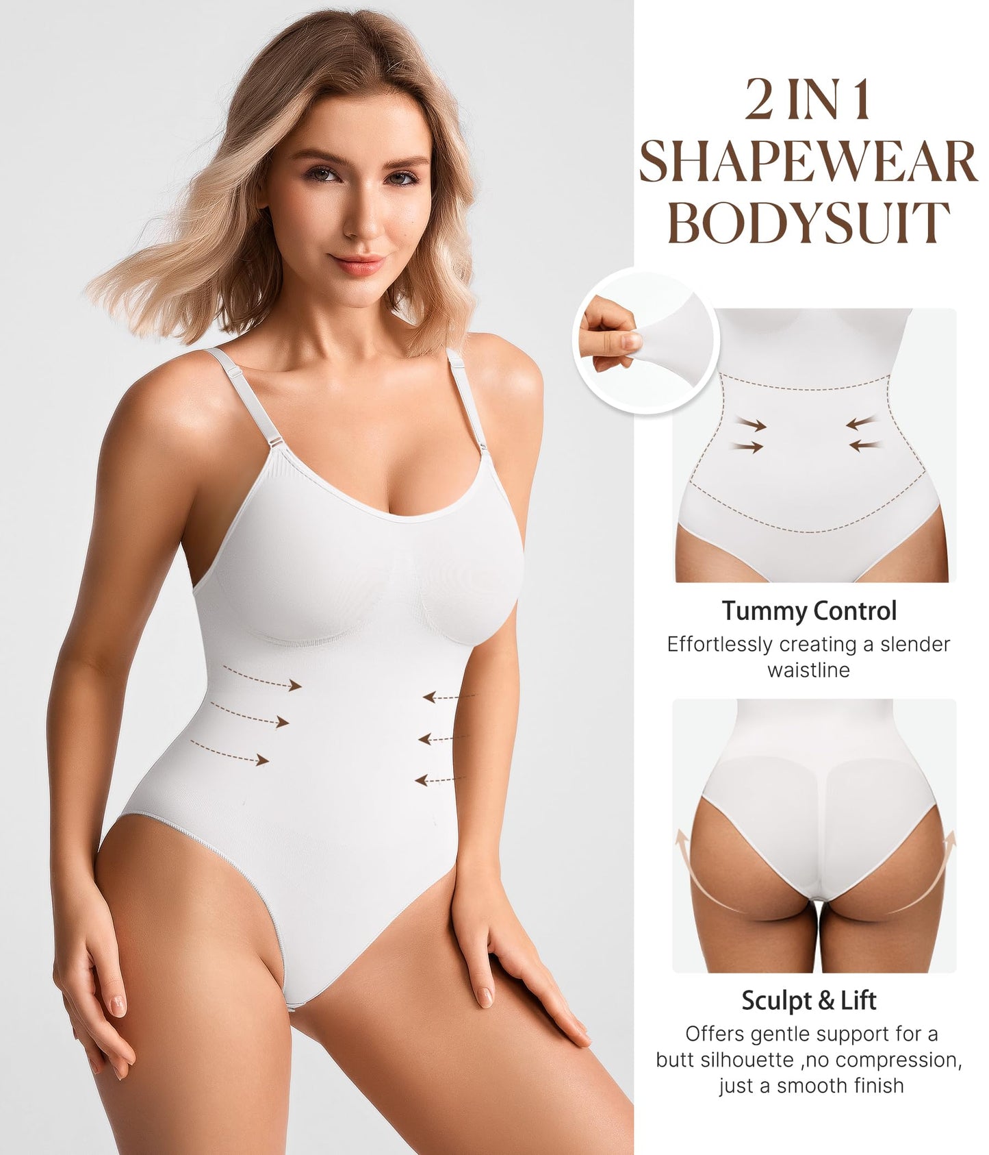 BRABIC Tummy Control Shapewear for Women Seamless Shapewear Bodysuit Body Shaper Waist Trainer Snatched Body Suit