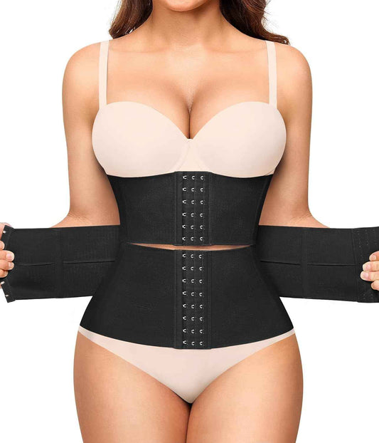 Nebility Waist Trainer for Women Seamless Corset Shapewear Tummy Control Segmented Waist Cincher Faja Body Shaper with Adjustable Strap(Black,Medium)