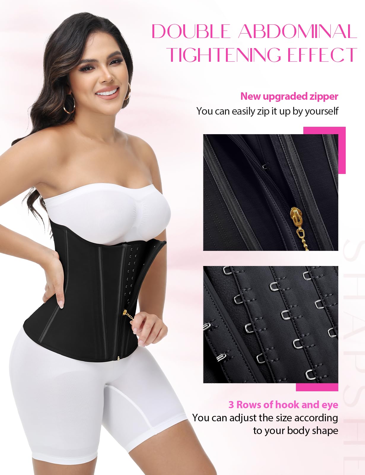 SHAPSHE Waist Trainer for Women Tummy Control Workout Waist Cincher Corset Shapewear Postpartum Body Shaper with Zipper Hook
