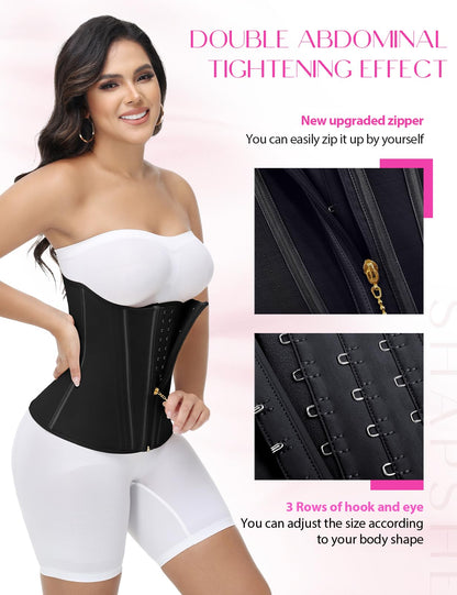 SHAPSHE Waist Trainer for Women Tummy Control Workout Waist Cincher Corset Shapewear Postpartum Body Shaper with Zipper Hook