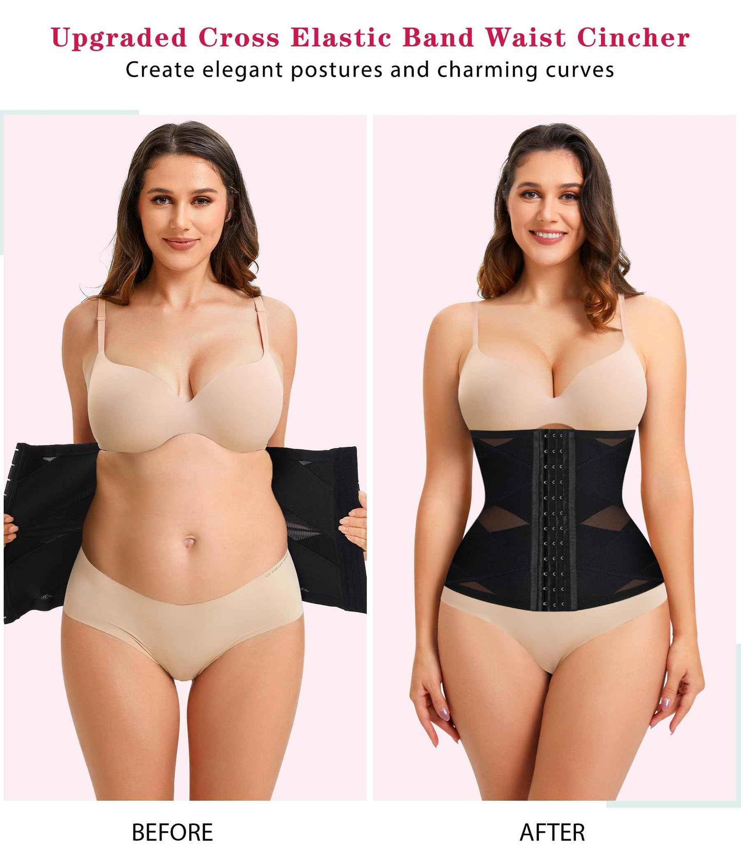 LODAY Waist Trainer for Women Corset Shapewear Tummy Control Body Shaper Cross Mesh Waist Cincher Postpartum Girdle