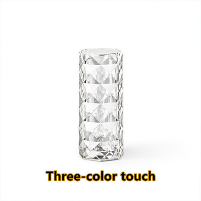 Nordic Crystal Lamp | USB Table Lamps | Bedroom Touch Dimming Atmosphere Diamond Night Light | Rose Projector Lamp Decor