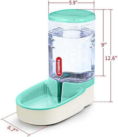 Dog Water Dispenser 1 Gallon Pet Water Dispenser Automatic Cat Feeder Large Capacity for Small and Medium Sized Pets（Green Water）