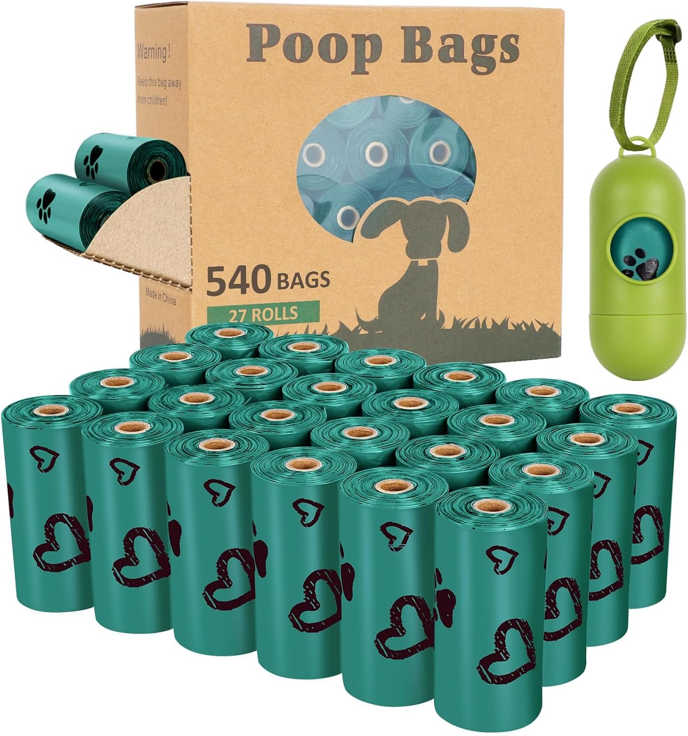 Biodegradable Dog Waste Bags - 720 Extra Thick, Leak-Proof Bags with Dispenser in Assorted Colors (Green, Blue, Yellow, Pink) - Scented