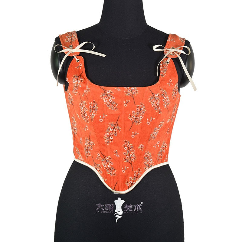 Corduroy European and American outerwear fishbone corset women corset court French style