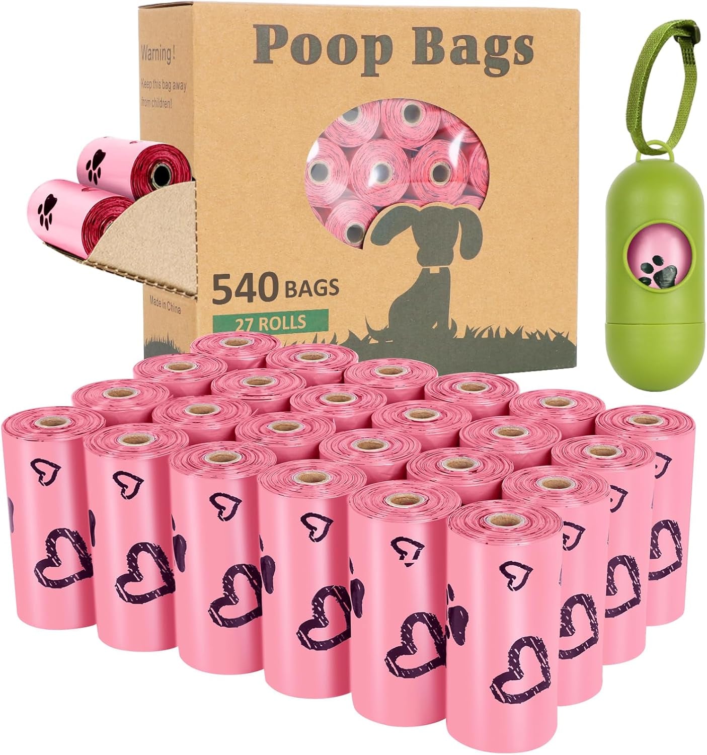 Biodegradable Dog Waste Bags - 720 Extra Thick, Leak-Proof Bags with Dispenser in Assorted Colors (Green, Blue, Yellow, Pink) - Scented