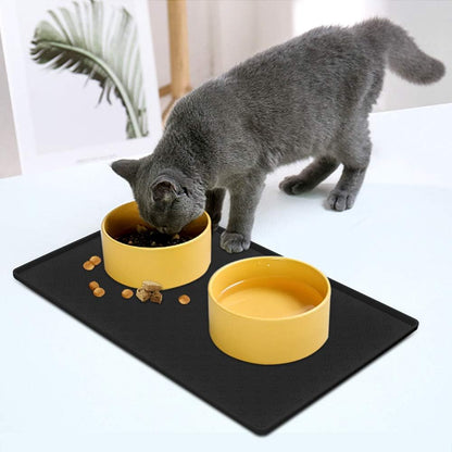 2 Pack(18"X12") Silicone Waterproof Pet Feeding Mats, Food Mats, Pet Placemat for Dog and Cat, Mat for Prevent Food and Water Overflow, Non Slip, Washable, Easy Clean, Black Pet's Supplies |