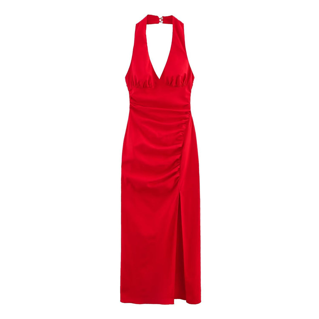 Fashionable slim fit hanging neck sleeveless corset style dress for women