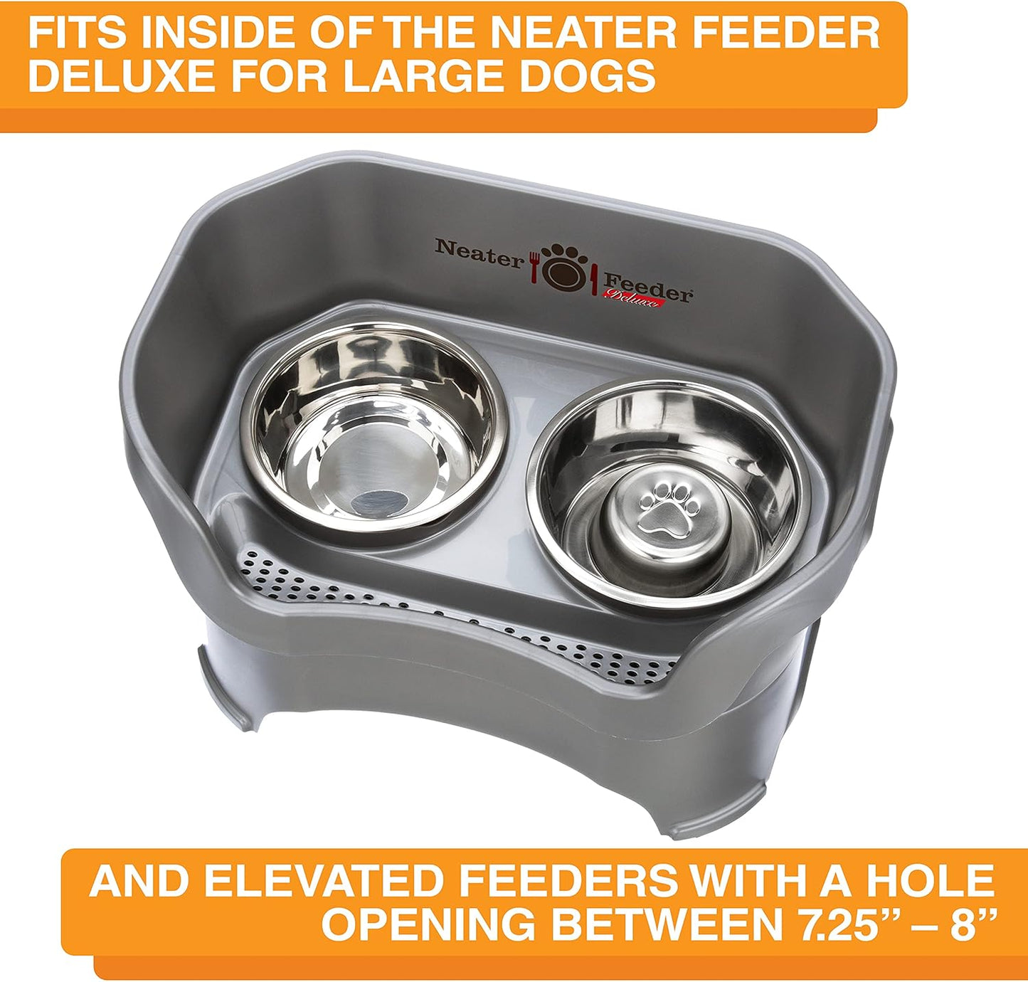 Stainless Steel Slow Feed Bowl for Dogs or Cats - Fits in Neater Feeders and Other Raised Feeders (3 Cup)