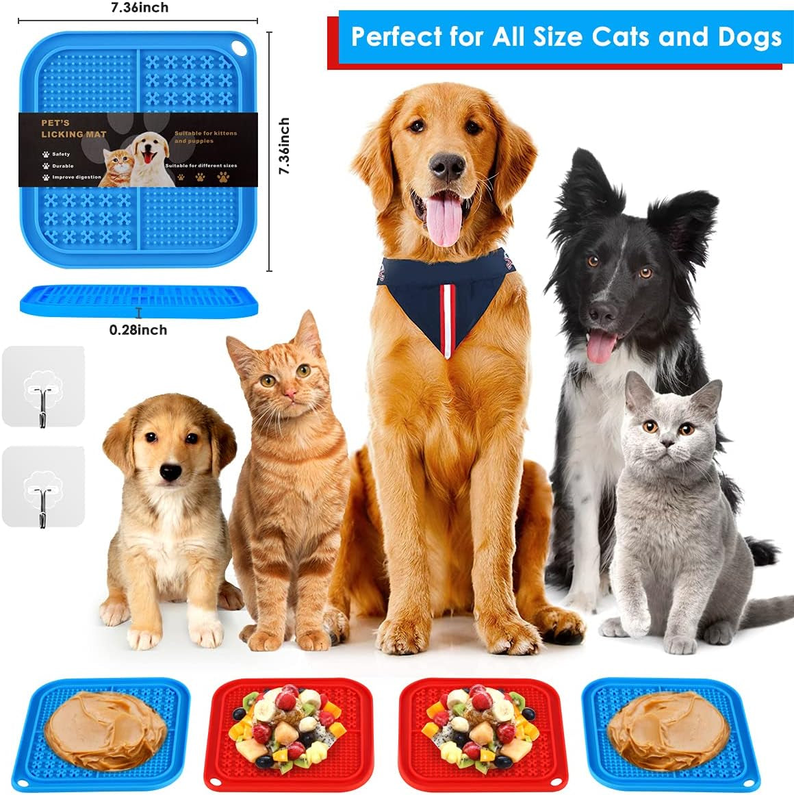 Lick Mat for Dogs with Suction Cups,Dog Food Licking Mat,Slow Feeder Dog Bowls for Boredom& Anxiety Reducer,Lick Pad for Dog & Cat Slow Feeders,Help Pets for Bathing,Nail Trimming,Grooming