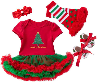 Baby Girls First Christmas Costumes Elf Lil Outfit Newborn Xmas