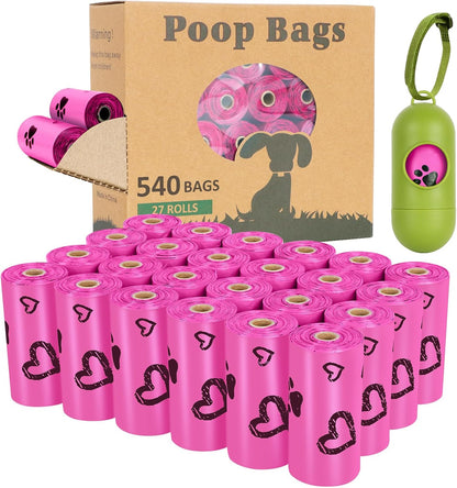 Biodegradable Dog Waste Bags - 720 Extra Thick, Leak-Proof Bags with Dispenser in Assorted Colors (Green, Blue, Yellow, Pink) - Scented