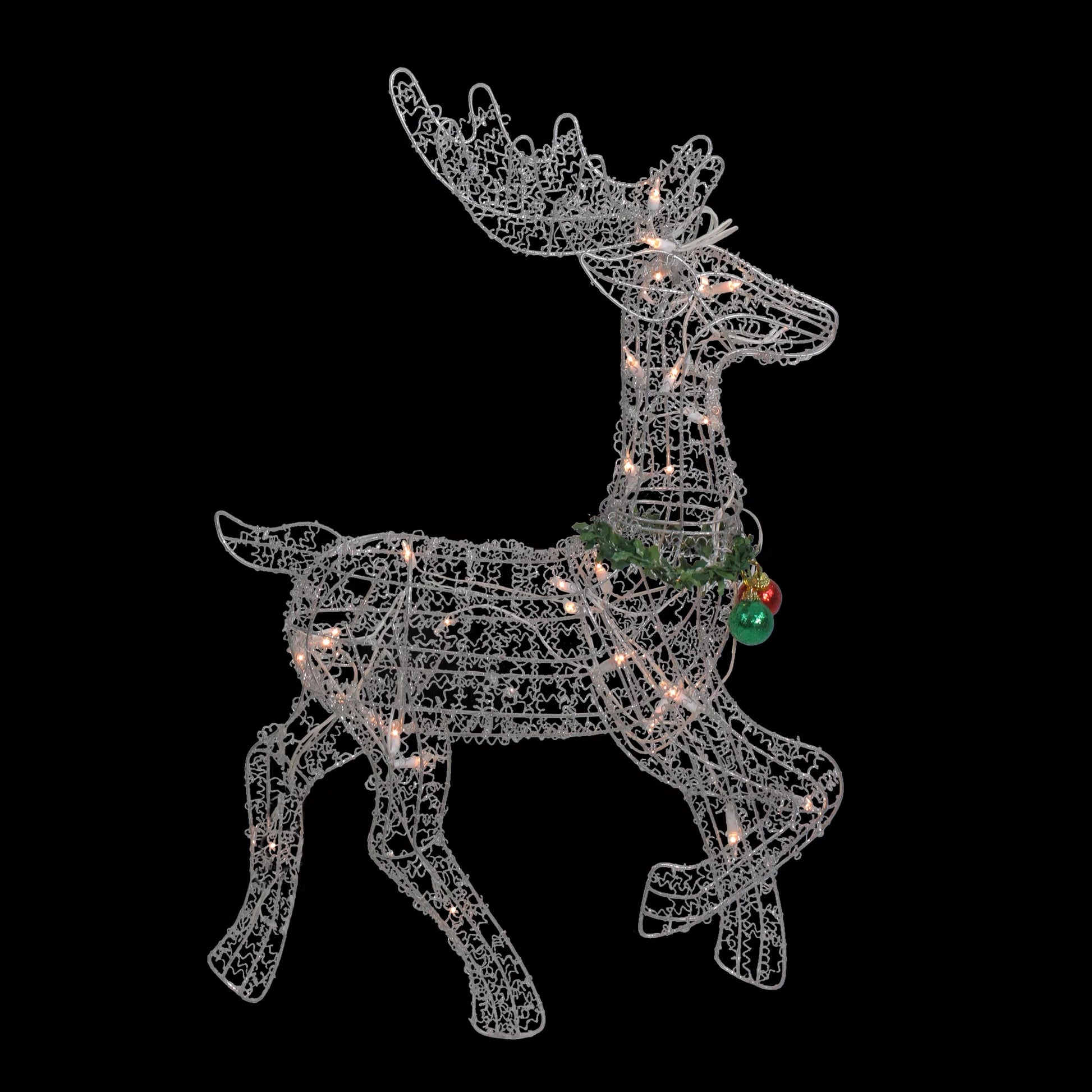 Lighted Prancing Reindeer Christmas Outdoor Decoration - 25.5" - Clear Lights Pet's Supplies |