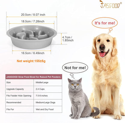 Dog Slow Feeder Bowl  Reduce Slip Puzzle Bowl for Raised Pet Feeders - Interactive Bloat Stop Dog Dishes Elevated Diners Replacement Bowl (Gray,Fit Opening 7.5"-8") Pet's Supplies |