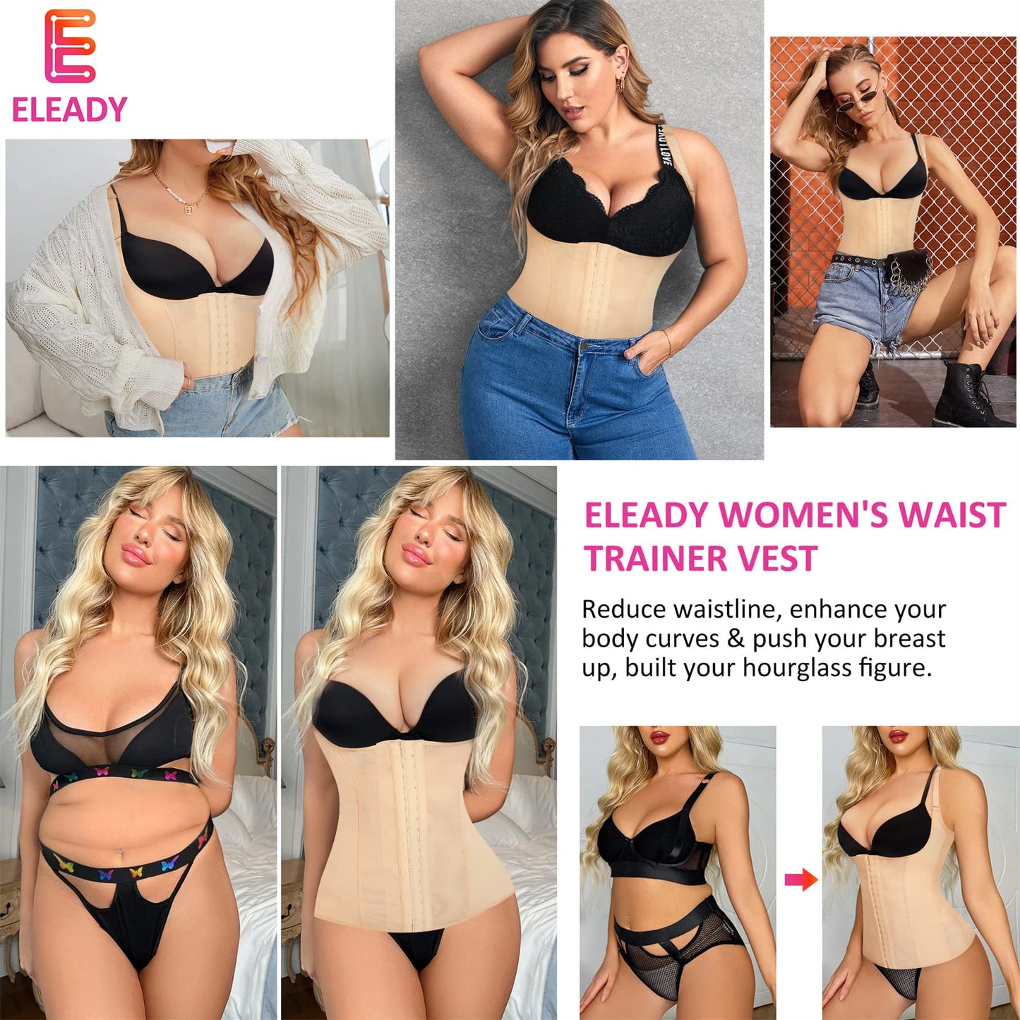 Eleady Womens Waist Trainer Corset Vest Weight Loss Breathable Tank Tops Tummy Control Shapewear Slimming Body Shaper