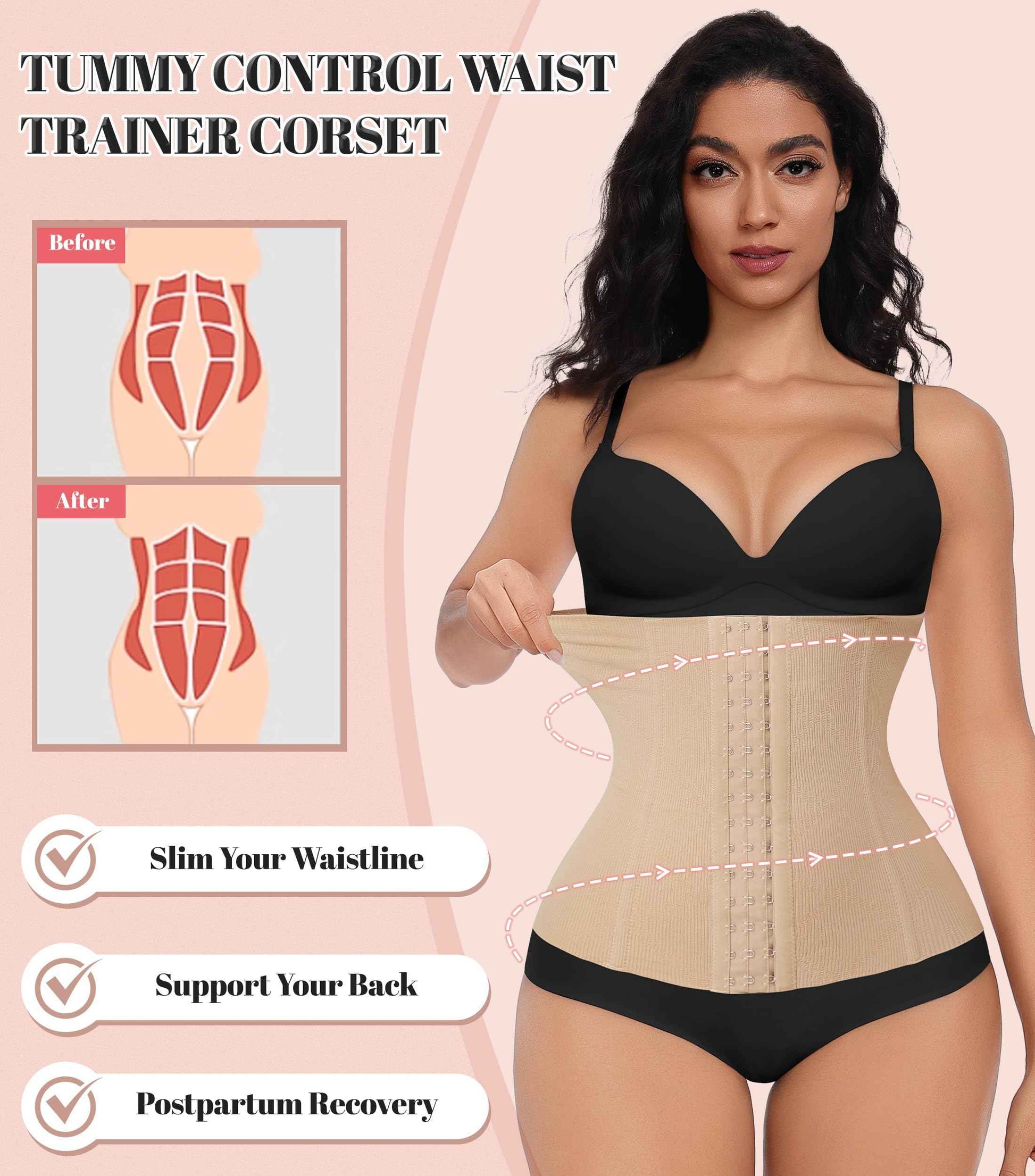 EUYZOU Womens Waist Trainer Corset Postpartum Fajas Tummy Control Girdle Shapewear Waist Cincher