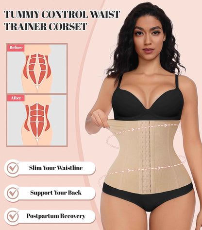 EUYZOU Womens Waist Trainer Corset Postpartum Fajas Tummy Control Girdle Shapewear Waist Cincher