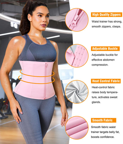 LEINIDINA Womens Waist Trainer Corset with Zipper Sweat Waist Trimmer for Women Workout Belt Corset Shapewear