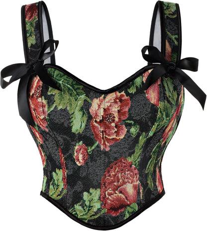 Scarlet Darkness Corset Tops for Women Sweetheart Neckline Floral Corset with Zipper Size 6-18